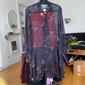 Black Sheer Floral Drop Waist Dress